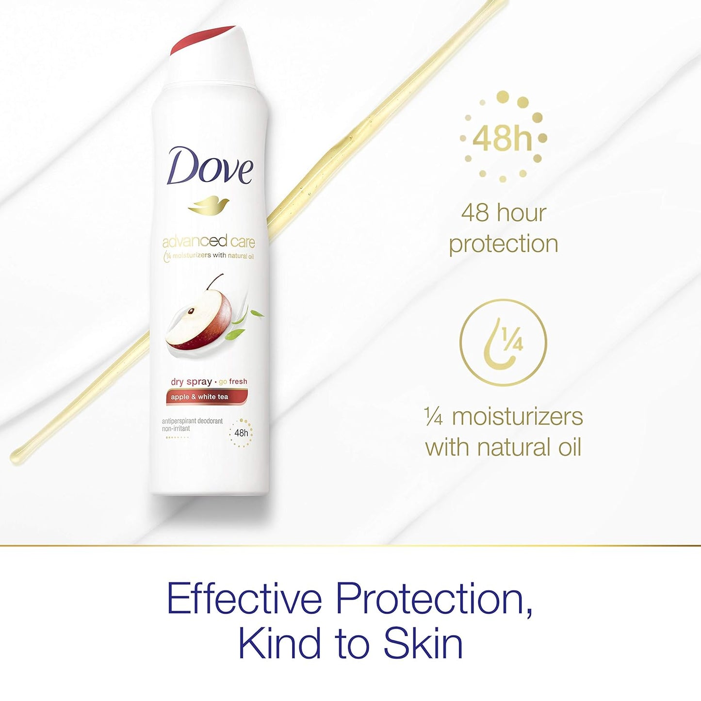 Dove Advanced Care Dry Spray Antiperspirant Deodorant for Women, Apple & White Tea, 6 pack 3.8oz